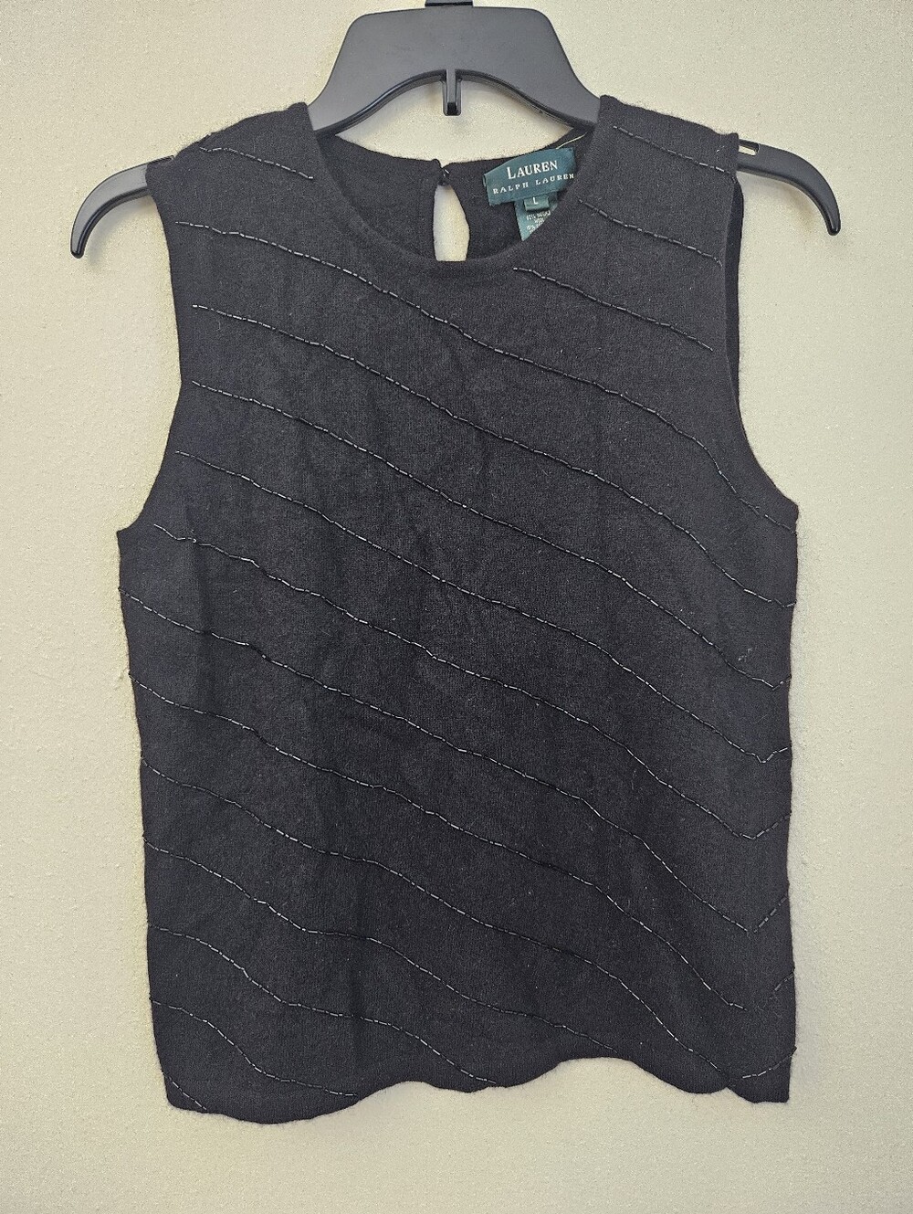 Lauren Ralph Lauren Black Sleeveless Knit Shell with Metallic Thread